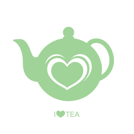 Teapot with heart vector on isolated white のイラスト素材