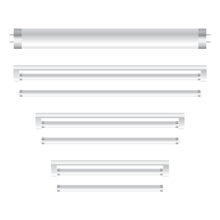 3d fluorescent light on isolated white backgroundのイラスト素材