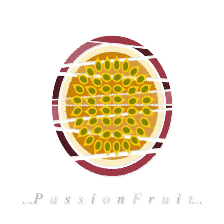 Vector of fruit, passion fruit icon on isolated white backgroundのイラスト素材