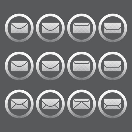 Vector of transparent icon, envelope or mail set on isolated backgroundのイラスト素材