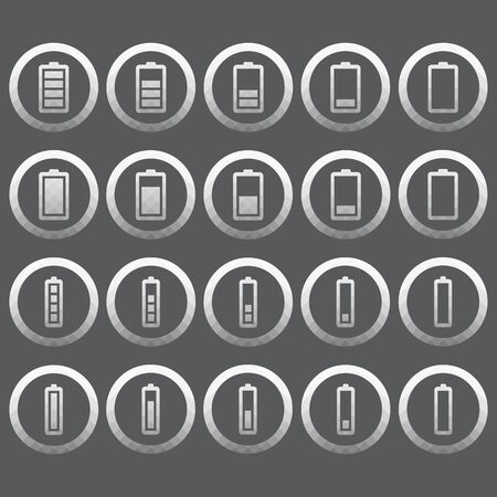 Vector of transparent icon, battery set on isolated backgroundのイラスト素材