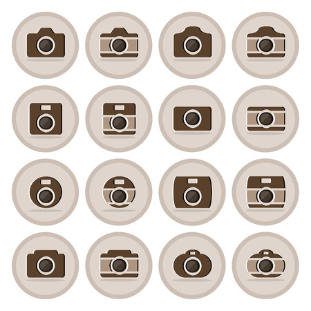 Vector of flat icon, camera set on isolated backgroundのイラスト素材