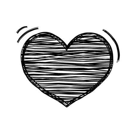 sketch doodle, heart icon on isolated backgroundのイラスト素材