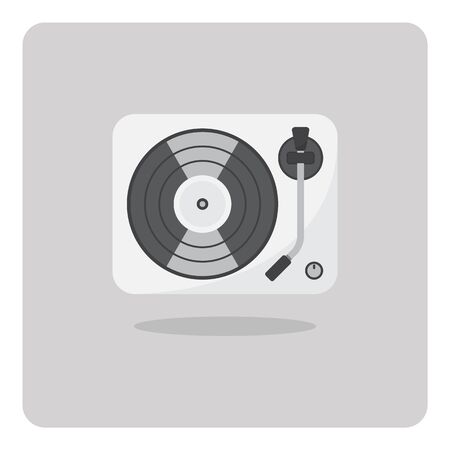 Vector of flat icon, turntable with vinyl record on isolated backgroundのイラスト素材