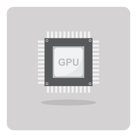 Vector of flat icon, Graphics Processing Unit GPU chip on isolated backgroundのイラスト素材