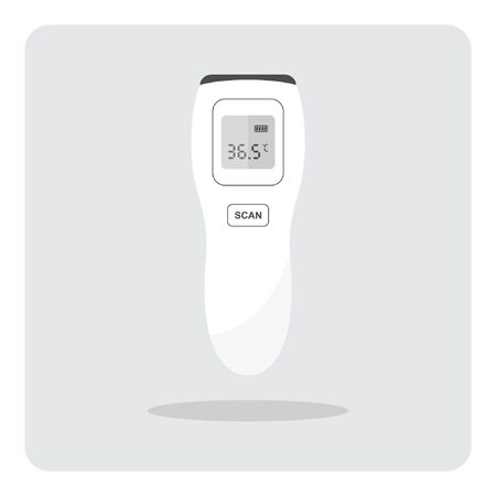 Digital Forehead Infrared Thermometer for measuring temperature and check fever, Vector design of flat icon.のイラスト素材