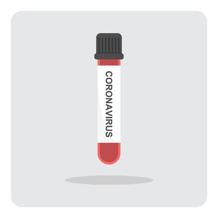 Coronavirus (COVID-19) Blood Test result, Blood sample in test tube, Vector design of flat icon.のイラスト素材