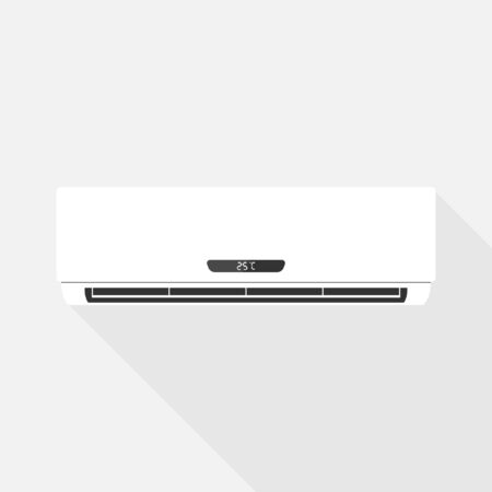 Air Conditioner white color, Vector design of flat icon on isolated background.のイラスト素材
