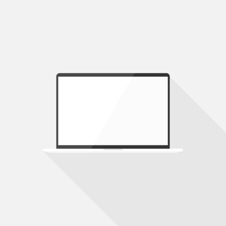 Laptop computer with blank screen, Modern laptop mockup, Vector design of flat icon on isolated background.のイラスト素材