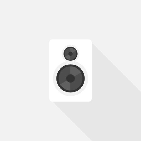 Loud Speaker white color, Music audio equipment, Vector design of flat icon on isolated background.のイラスト素材
