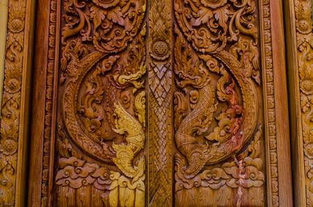 Carved wooden doorの写真素材