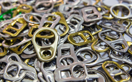 Ring pull aluminum  of can ,for background.の写真素材