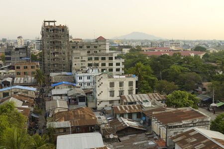 City, Mandalay, new housing and old together.のeditorial素材