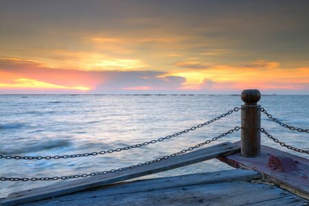 sand and beach with sunsetの写真素材