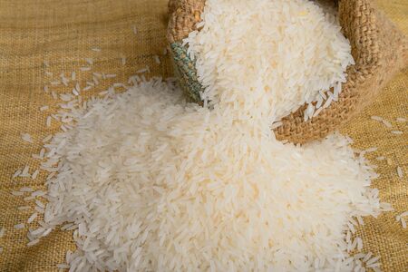 Asian white rice or uncooked white riceの写真素材