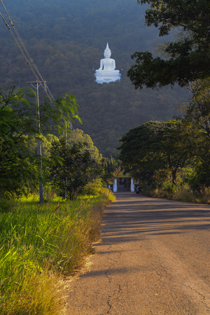 Big Buddha white color, at Wat Thep Phitak Punnaram temple in the mountain and forest, Korat, Thailandの写真素材