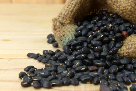 Black Eyed Peas on sack backgroundの写真素材