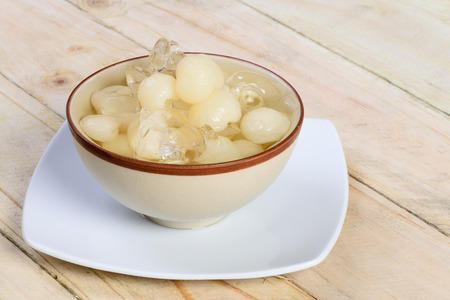 traditional thai dessert, longan in syrupの写真素材