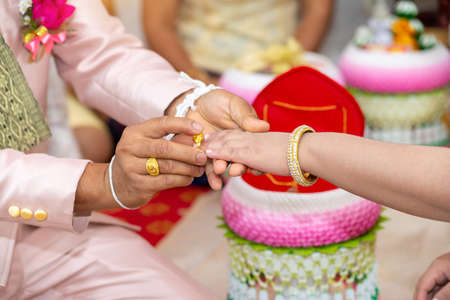 Wedding Dowry, The Dowry Marriage in Thailand, Thailand wedding, ceremony.の写真素材
