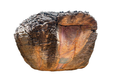 The beautiful texture of the ancient stone of Thailand,  isolated on white backgroundの写真素材