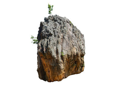 The beautiful texture of the ancient stone of Thailand,  isolated on white backgroundの写真素材