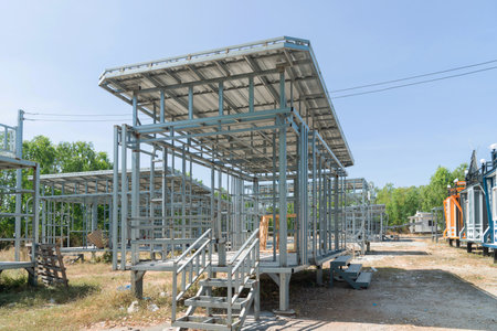 Knock Down House Structures as under construction,  Iron Materials.の写真素材