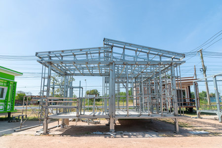Knock Down House Structures as under construction,  Iron Materials.の写真素材