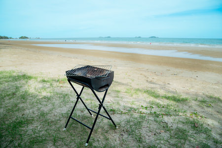 Barbecue grill,  BBQ place on the beach rest area.の写真素材
