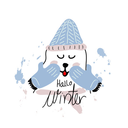 Cut hallo winter Background,Template greeting card and invitation designのイラスト素材