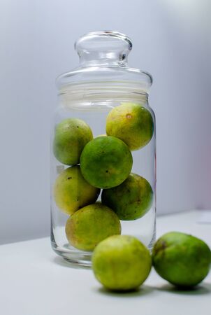 Limes with slices isolatedの写真素材