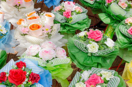 colorful plastic flowerの写真素材