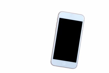 White Smart Phone Isolated on White Backgroundの写真素材