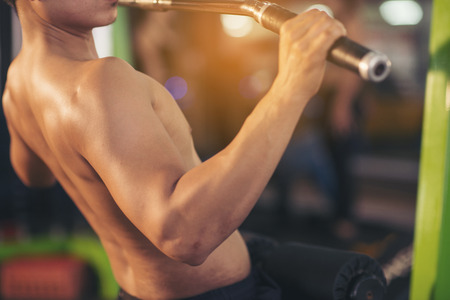 Sport,healthy concept. Strong motivated and focused muscular bearded short hair bodybuilder manの写真素材