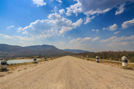 The road on the dam water storageの写真素材