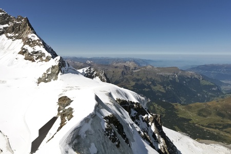 Glacier on the top of Jungfrau in Switzerlandの写真素材