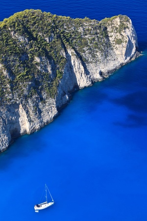 a ship at sea near Navagio beach,  Zakynthos, Greeceの写真素材