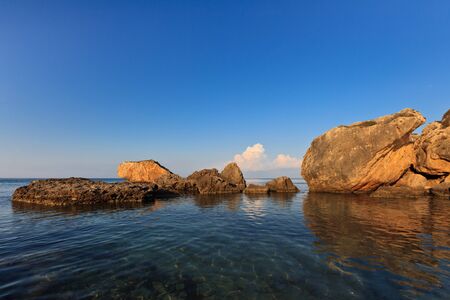 stones in sea on the beach Porto Zoro, Zakynthos, Greece  