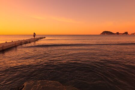 sunrise at sea in Zakynthos island, Greeceの写真素材