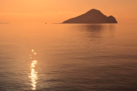 sunrise at sea in Zakynthos island, Greeceの写真素材