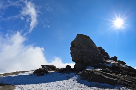 The Sphinx natural rock formation in Bucegi Mountains, Romaniaの写真素材