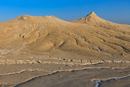 Strange landscape produced bu active mud volcanoes. Location: Buzau Romaniaの写真素材