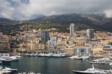 view of Monaco bay with luxury boats. French Riviera 