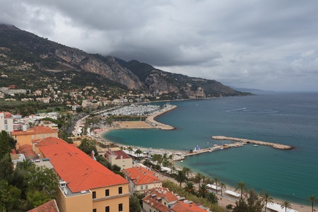 Menton village near italian border, south of Franceの写真素材
