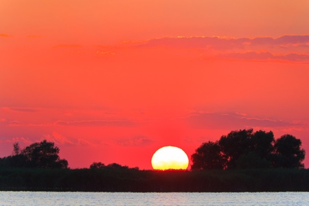 a beautiful sunset in the Danube Delta, Romania