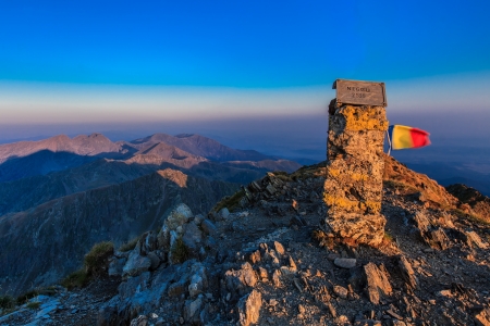 View from the Negoiu peak which is the second highest mountain top (2535 m) of Fagaras Mountains. の写真素材
