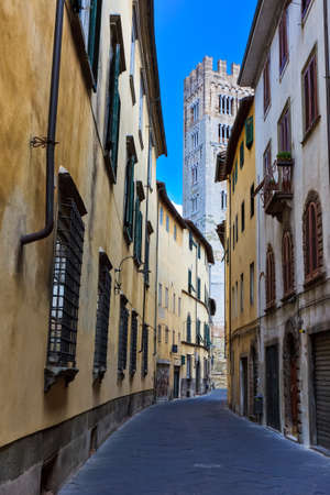 old street in  Lucca city. Tuscany, Italyの写真素材