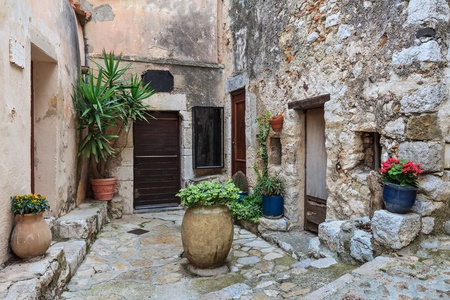 city of Eze Village in the South of France along the Mediterranean Seaの写真素材