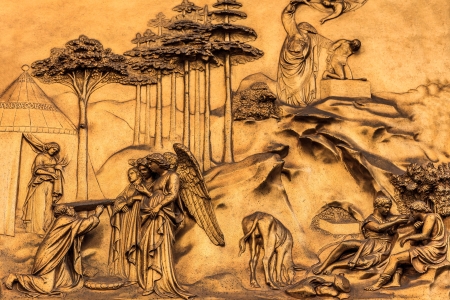 detail from the golden doors of the Duomo in Florenceのeditorial素材