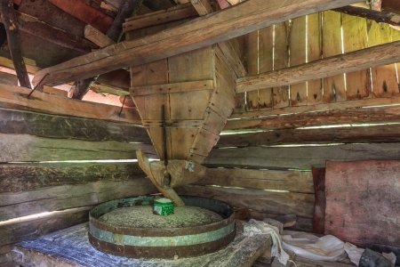 old historic water mill on Banat, Romaniaの写真素材