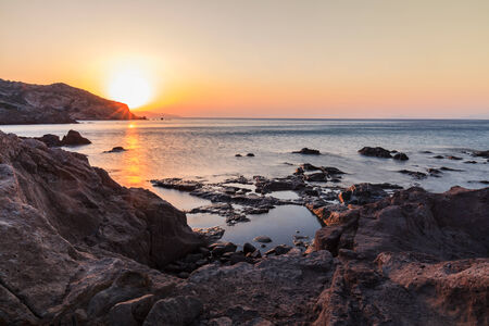 sunrise on the beach near Kefalos town. Kos island, Greece